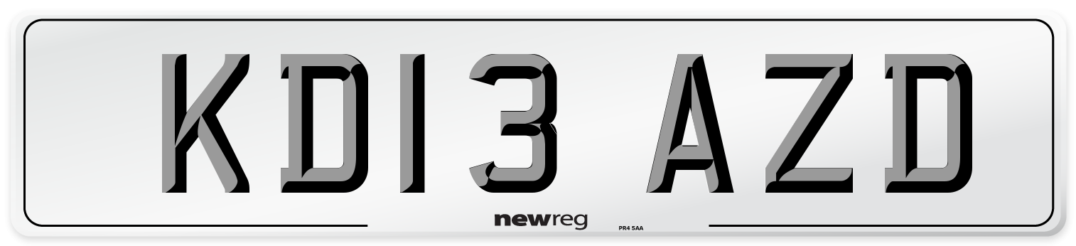 KD13 AZD Number Plate from New Reg